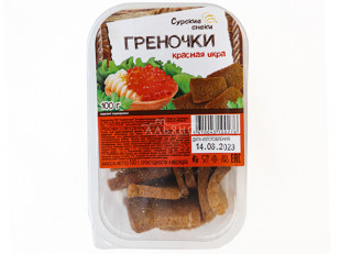 Сырный продукт ФЕРМЕРСКИЙ охота копченая: Сурские гренки со вкусом Красная икра (100 гр)
